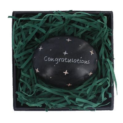 Congratulations Large Oval Stone in Gift Box Fair Trade